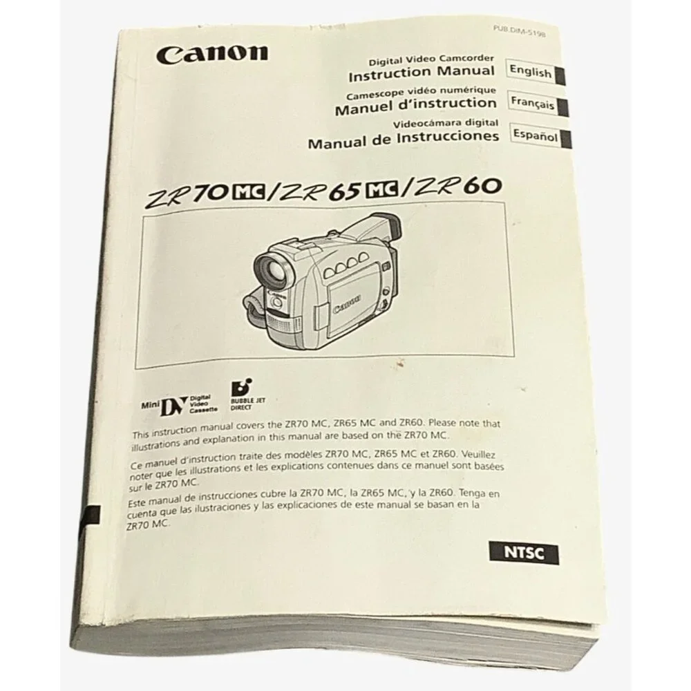 Canon Camcorder ZR70MC/ZR 65MC/ZR 60 Instruction Manual English/French/Spanish